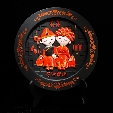 金乌炭雕喜结连理摆件
